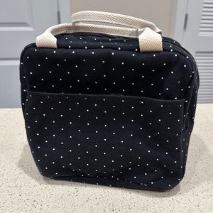 EurCross, Compact, Black, Lunch Bag, Canvas, Reusable, Polka